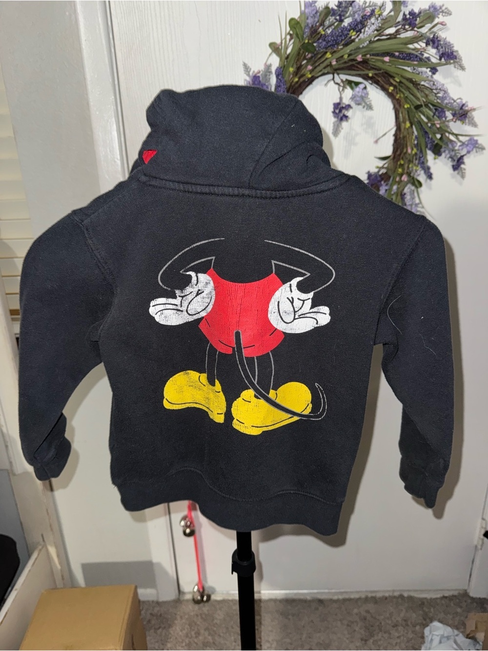 Disney Parks Mickey Mouse Kids XS Black Hoodie 3D Ears Front & Back Graphic - Picture 4 of 10